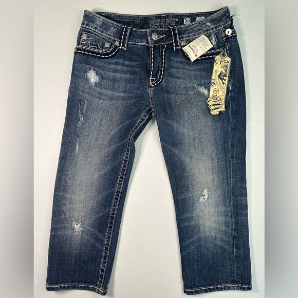 Miss Me Jeans Irene Capri Distressed Flap‎ Pockets Size 30 NWT - Picture 3 of 14